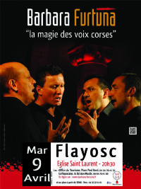 Concert Barbara Furtuna, polyphonies corses à Flayosc. Le mardi 9 avril 2013 à Flayosc. Var.  20H30